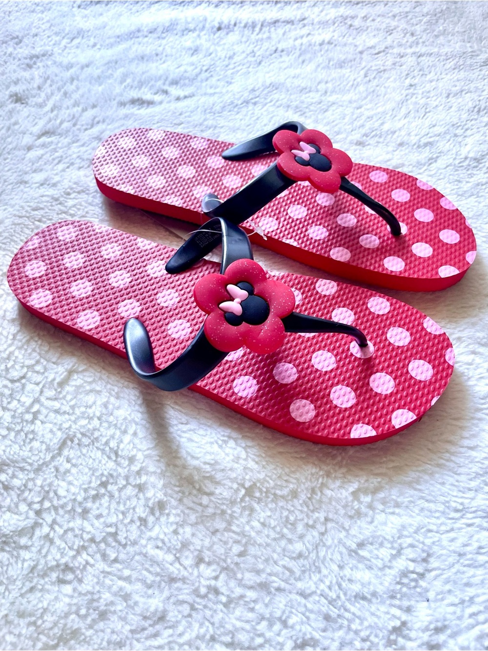Disney Parks Minnie Mouse Polka Dot Flower Flip Flops